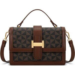 Crossbody Bags Top Handle Purses for Lady, Brown Vegan Leather Women's Handbags